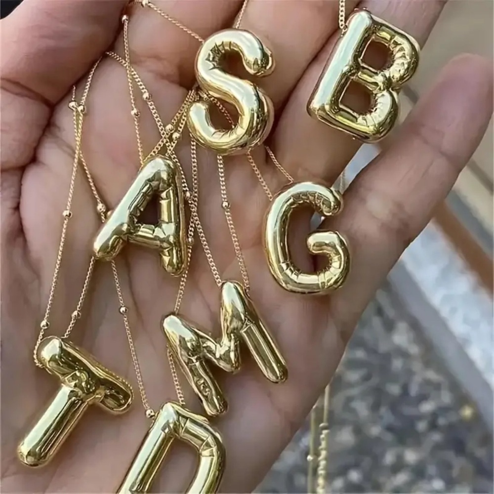 Bubble Letter Initial necklace